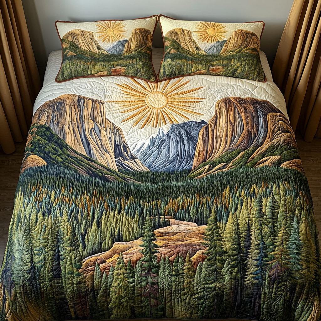 Yosemite National Park Quilted Bedding Set Duvet Cover Bed Sheet Set Gifts For Forestry Workers Yosemite National Park Quilted Bedding Set Duvet Cover Bed Sheet Set Gifts For Forestry Workers