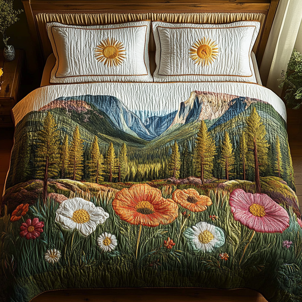 Yosemite Poppy Bloom Quilted Bedding Set Duvet Cover Bed Sheet Set Forest Themed Gifts Yosemite Poppy Bloom Quilted Bedding Set Duvet Cover Bed Sheet Set Forest Themed Gifts