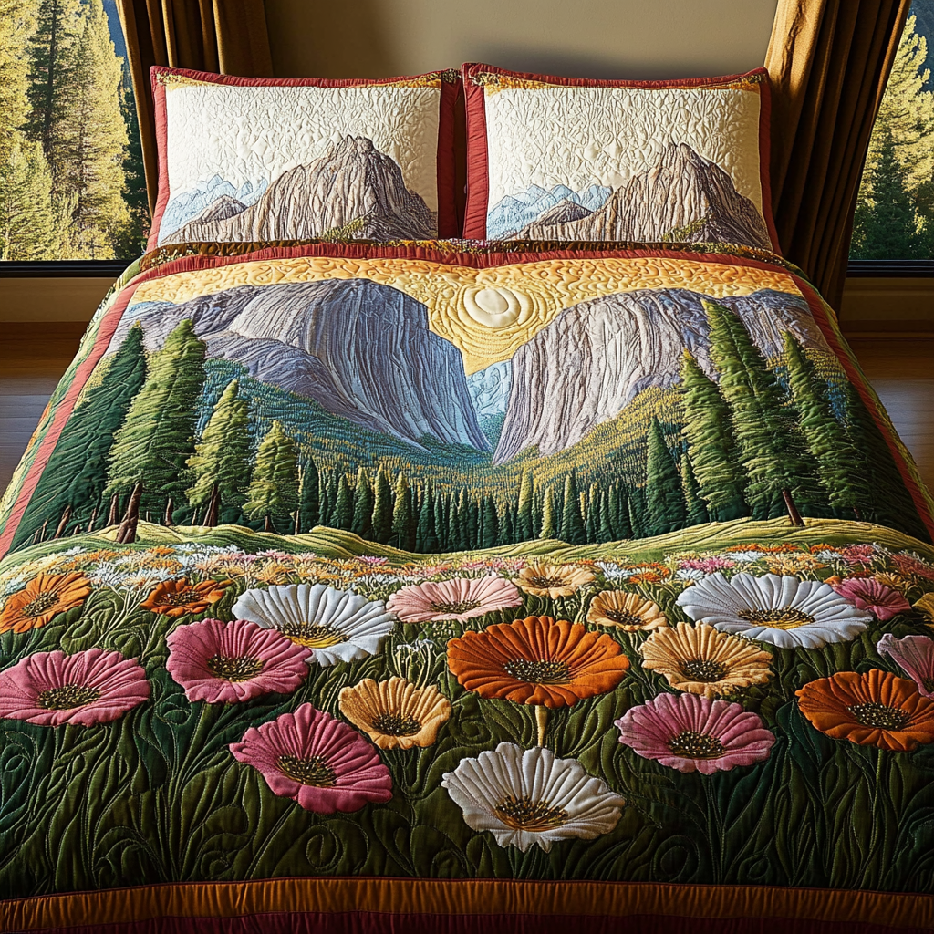 Yosemite Poppy Charm Quilted Bedding Set Duvet Cover Bed Sheet Set Gifts For Forestry Majors Yosemite Poppy Charm Quilted Bedding Set Duvet Cover Bed Sheet Set Gifts For Forestry Majors