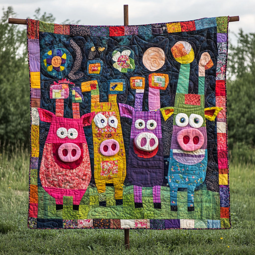 Zany Zoo Quilted Blanket Cute Colorful Blanket Pig Gifts For Him Zany Zoo Quilted Blanket Cute Colorful Blanket Pig Gifts For Him