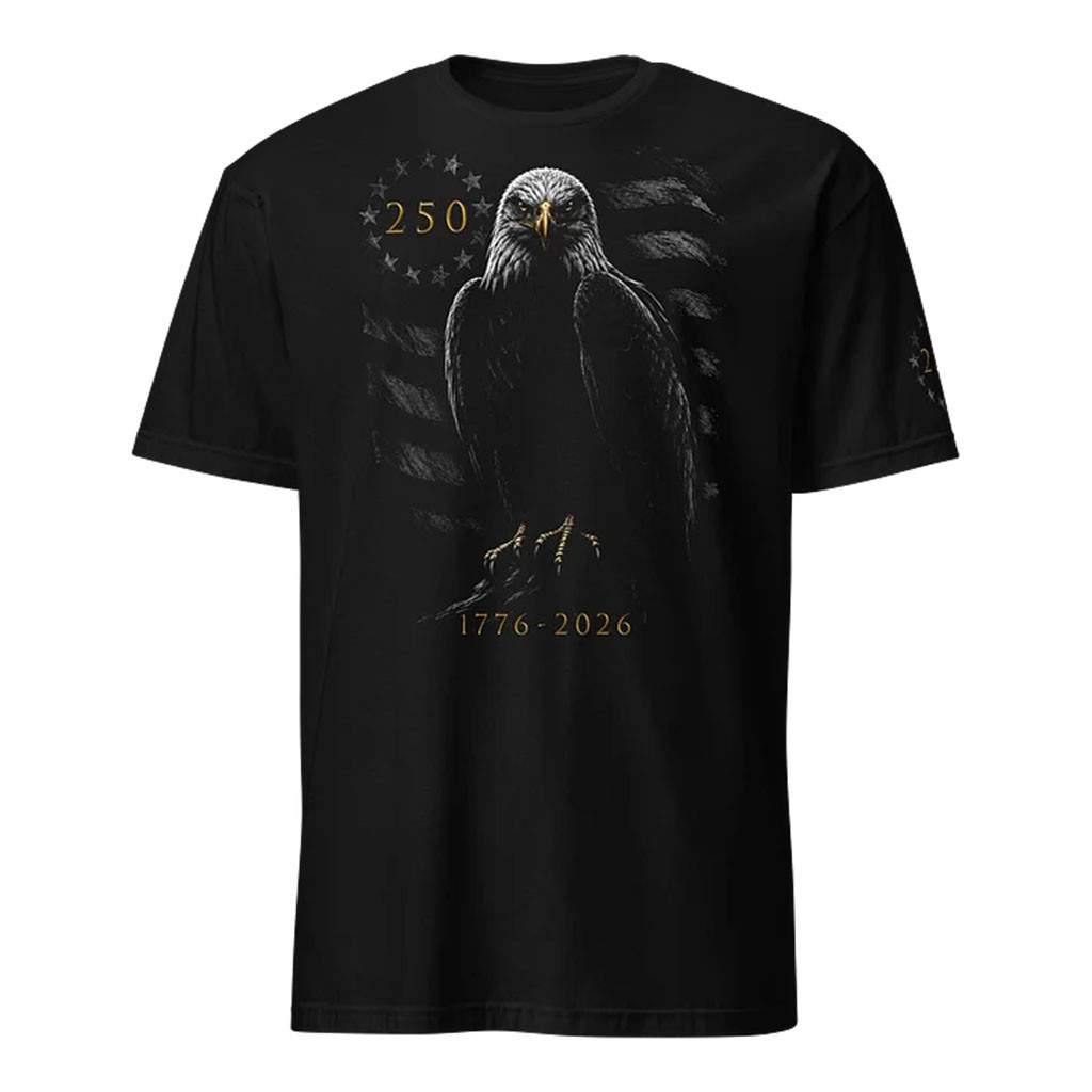 1 Nation Design Merch 2026 250th Anniversary Eagle Shadow T-Shirt Patriots Gifts For Dad - Kdjoy