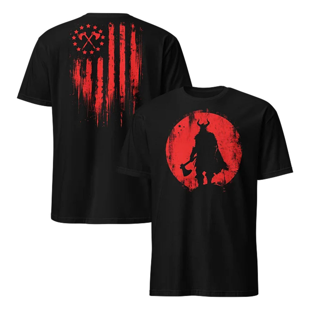 1 Nation Design Merch 2026 Blood Moon Berserker T-Shirt Black Gift For Patriotic Person - Kdjoy 1 Nation Design Merch 2026 Blood Moon Berserker T-Shirt Black Gift For Patriotic Person - Kdjoy
