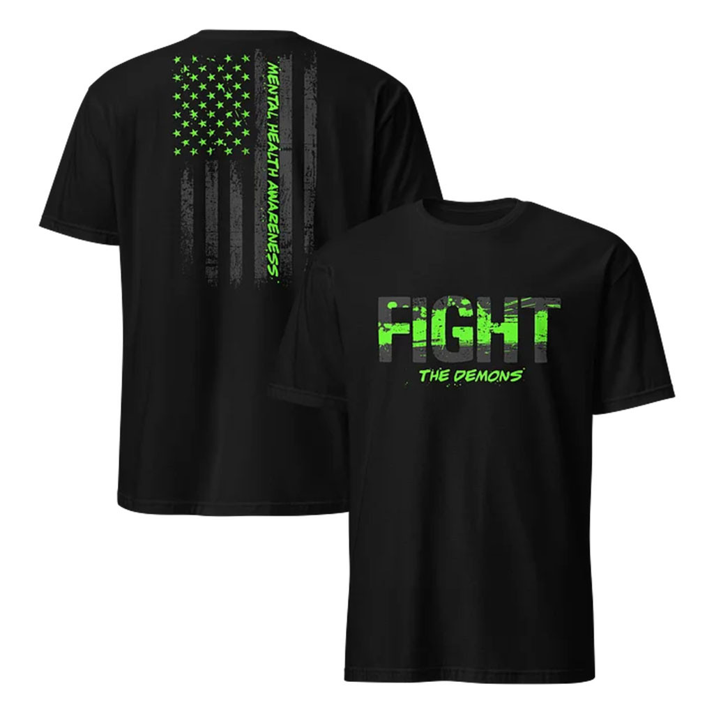 1 Nation Design Merch 2026 FIGHT The Demons T-Shirt Mental Health Awareness Apparel - Kdjoy 1 Nation Design Merch 2026 FIGHT The Demons T-Shirt Mental Health Awareness Apparel - Kdjoy
