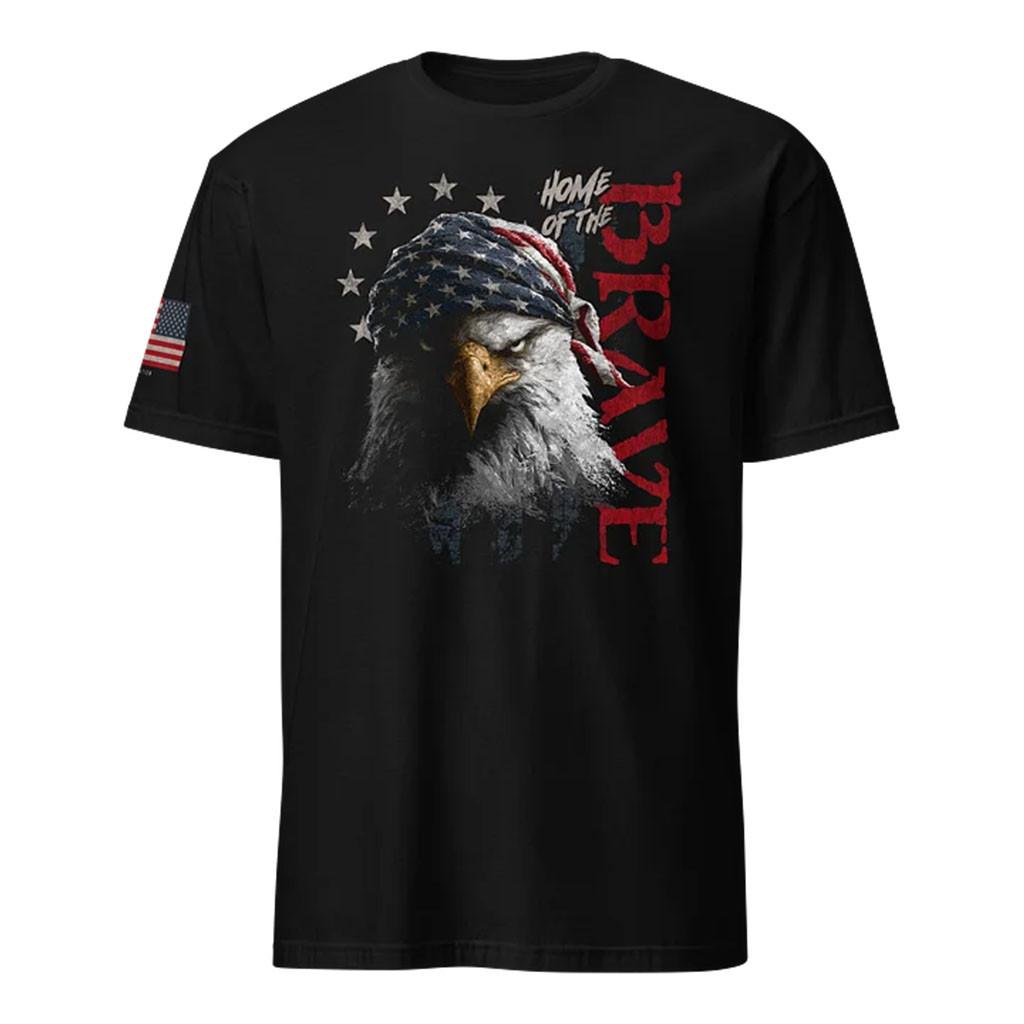1 Nation Design Merch 2026 Home Of The Brave Eagle T-Shirt Patriotic Presents - Kdjoy