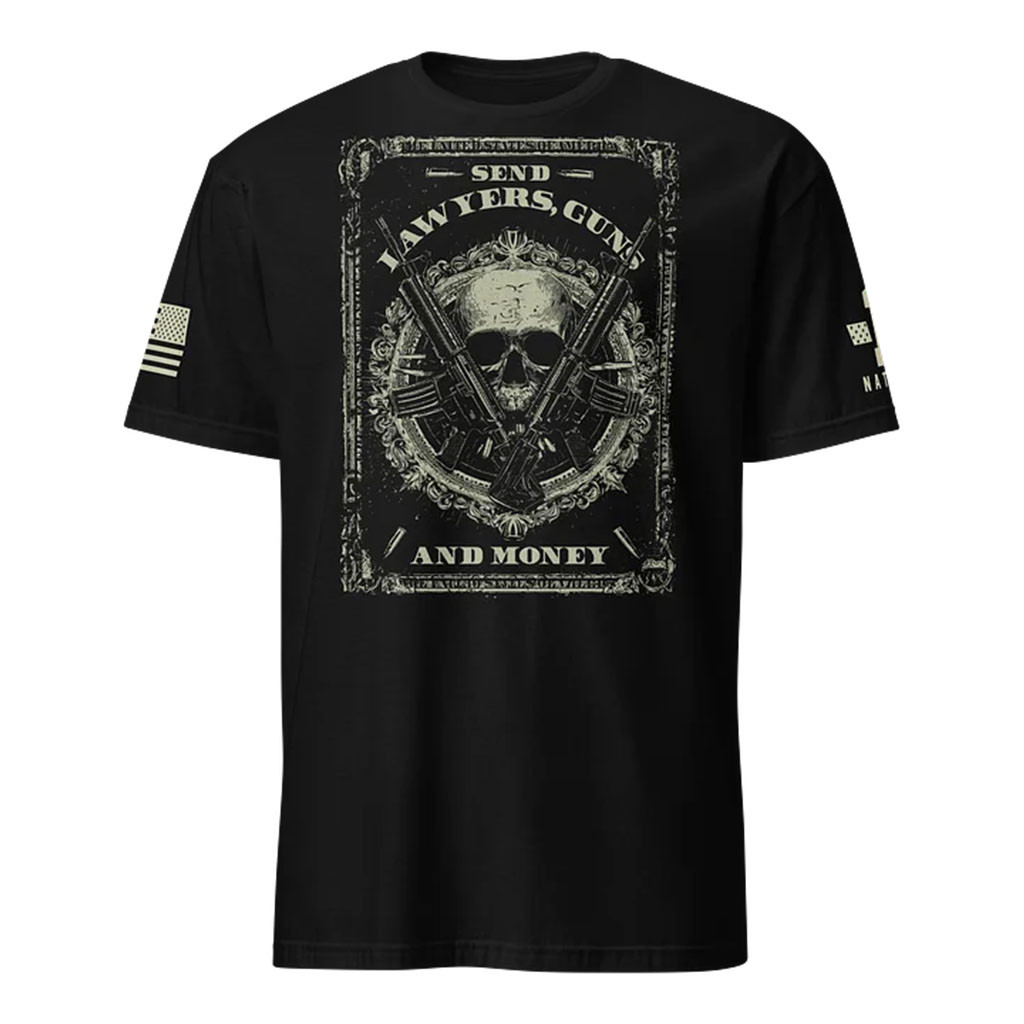 1 Nation Design Merch 2026 Lawyers Guns Money T-Shirt Black Patriotic Gifts For Veterans - Kdjoy