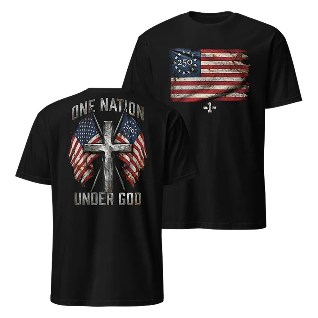 1 Nation Design Merch 2026 One Nation Under God T-Shirt USA 250 Merch Patriotic Gifts - Kdjoy