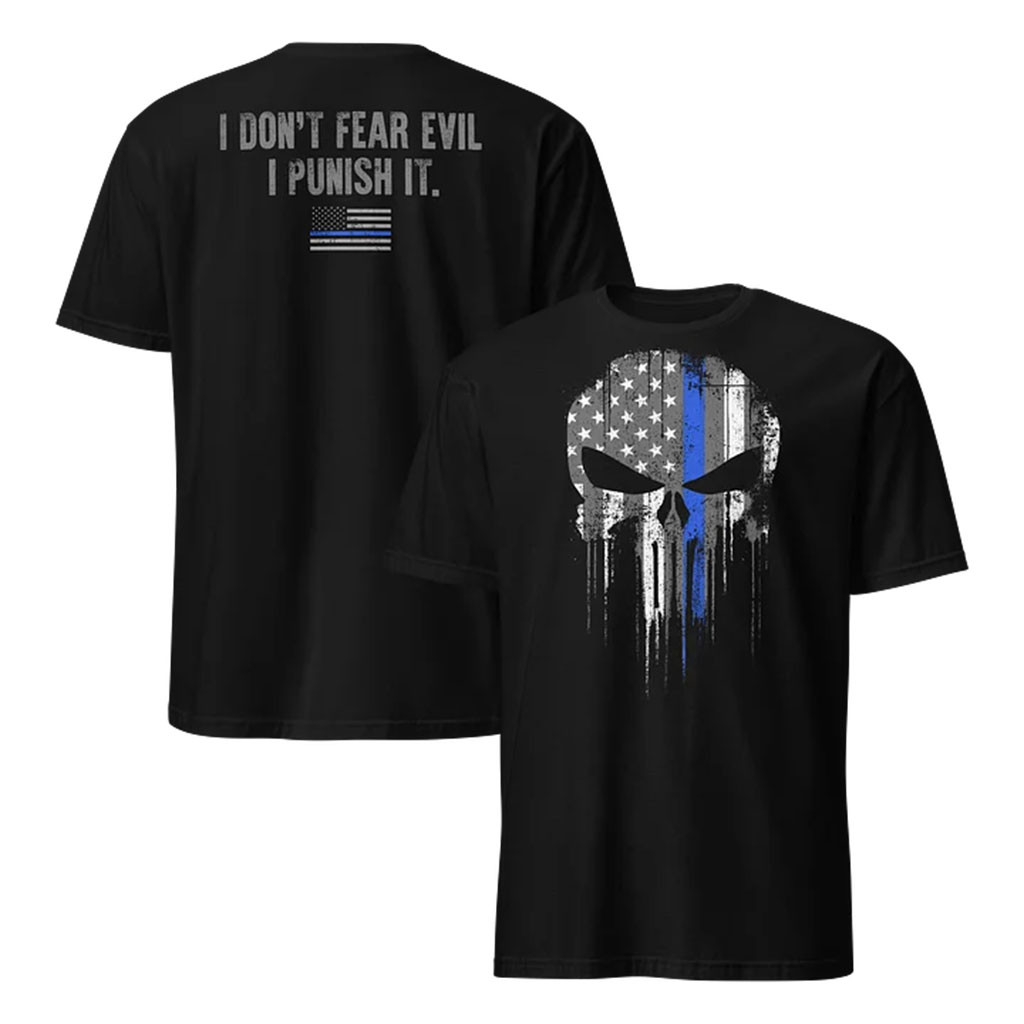 1 Nation Design Merch 2026 Punish Evil Thin Blue Line T-Shirt Black Patriotic Gift Items - Kdjoy 1 Nation Design Merch 2026 Punish Evil Thin Blue Line T-Shirt Black Patriotic Gift Items - Kdjoy
