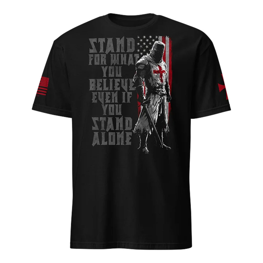 1 Nation Design Merch 2026 Templar Stand Alone T-Shirt Patriotic Gift Ideas - Kdjoy