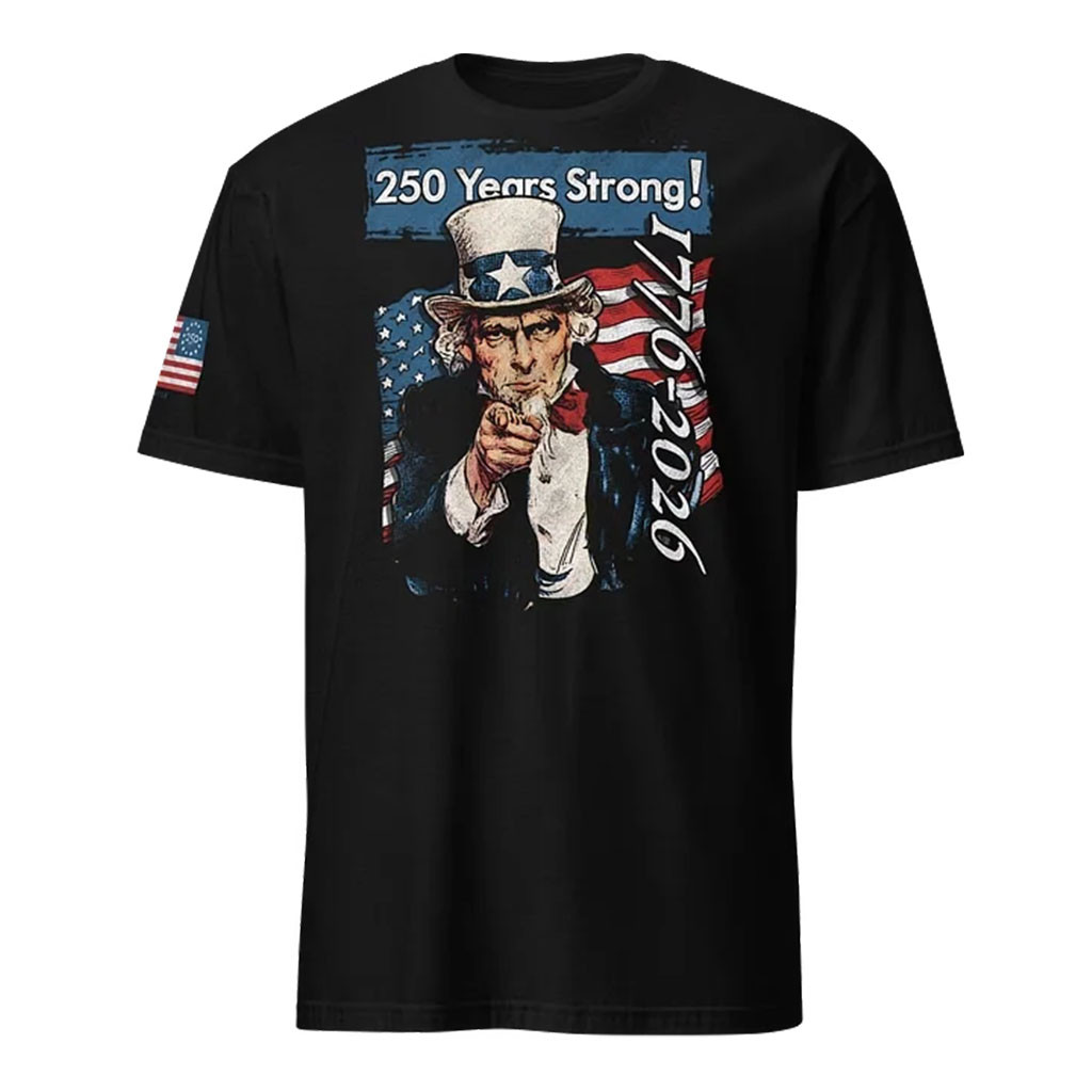 1 Nation Design Merch 2026 Uncle Sam 250 Years Strong T-Shirt Gifts For A Patriotic Person - Kdjoy