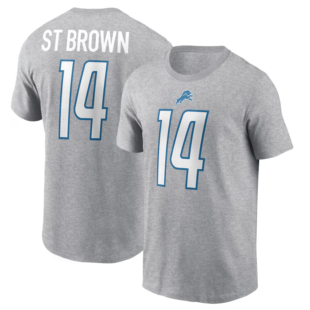 #14 Amon Ra St Brown T-Shirt Detroit Lions Merch 2026 Presents For Football Fans - Kdjoy #14 Amon Ra St Brown T-Shirt Detroit Lions Merch 2026 Presents For Football Fans - Kdjoy
