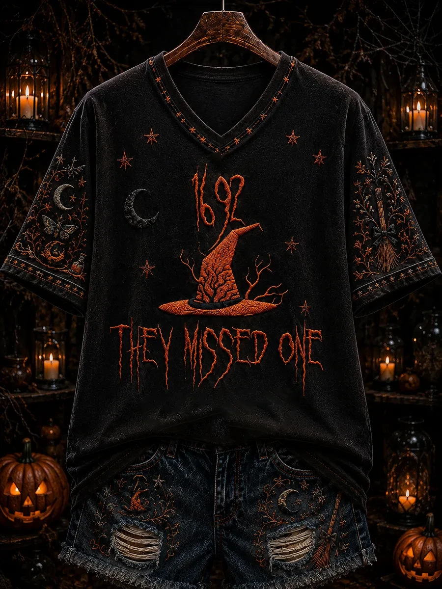 1692 They Missed One V-Neck Shirt Women Halloween Clothes Gifts For Witches - Kdjoy 1692 They Missed One V-Neck Shirt Women Halloween Clothes Gifts For Witches - Kdjoy
