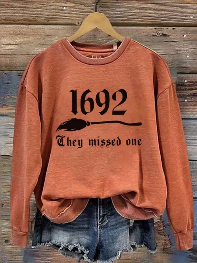 1692 They Missed One Witch Broom Sweatshirt Halloween Themed Clothing Gift For Men - Kdjoy
