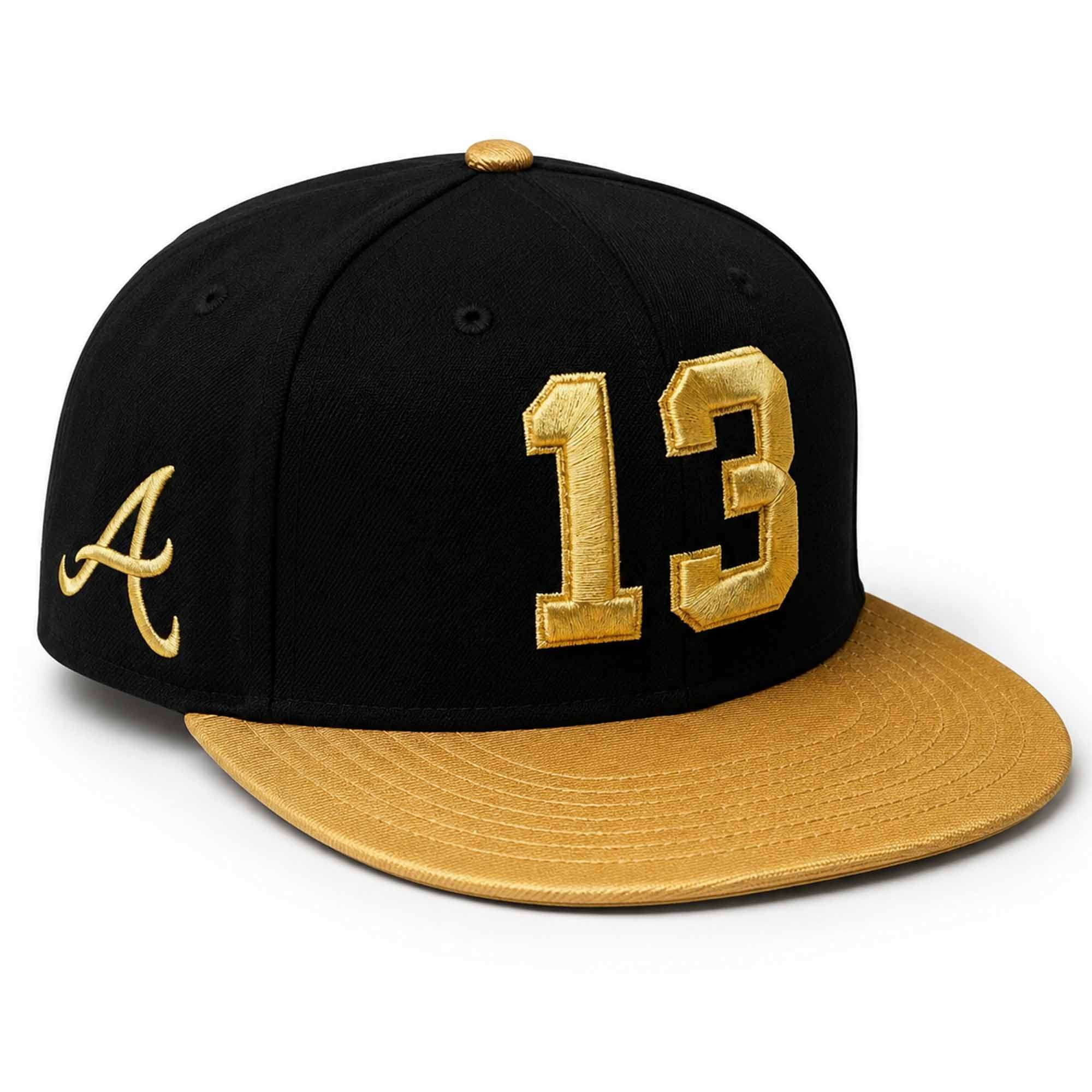 2026 Braves Ronald Acuna Jr Gold 13 Snapback Hat Atlanta Braves Merch Gifts For Baseball Fans - Kdjoy 2026 Braves Ronald Acuna Jr Gold 13 Snapback Hat Atlanta Braves Merch Gifts For Baseball Fans - Kdjoy