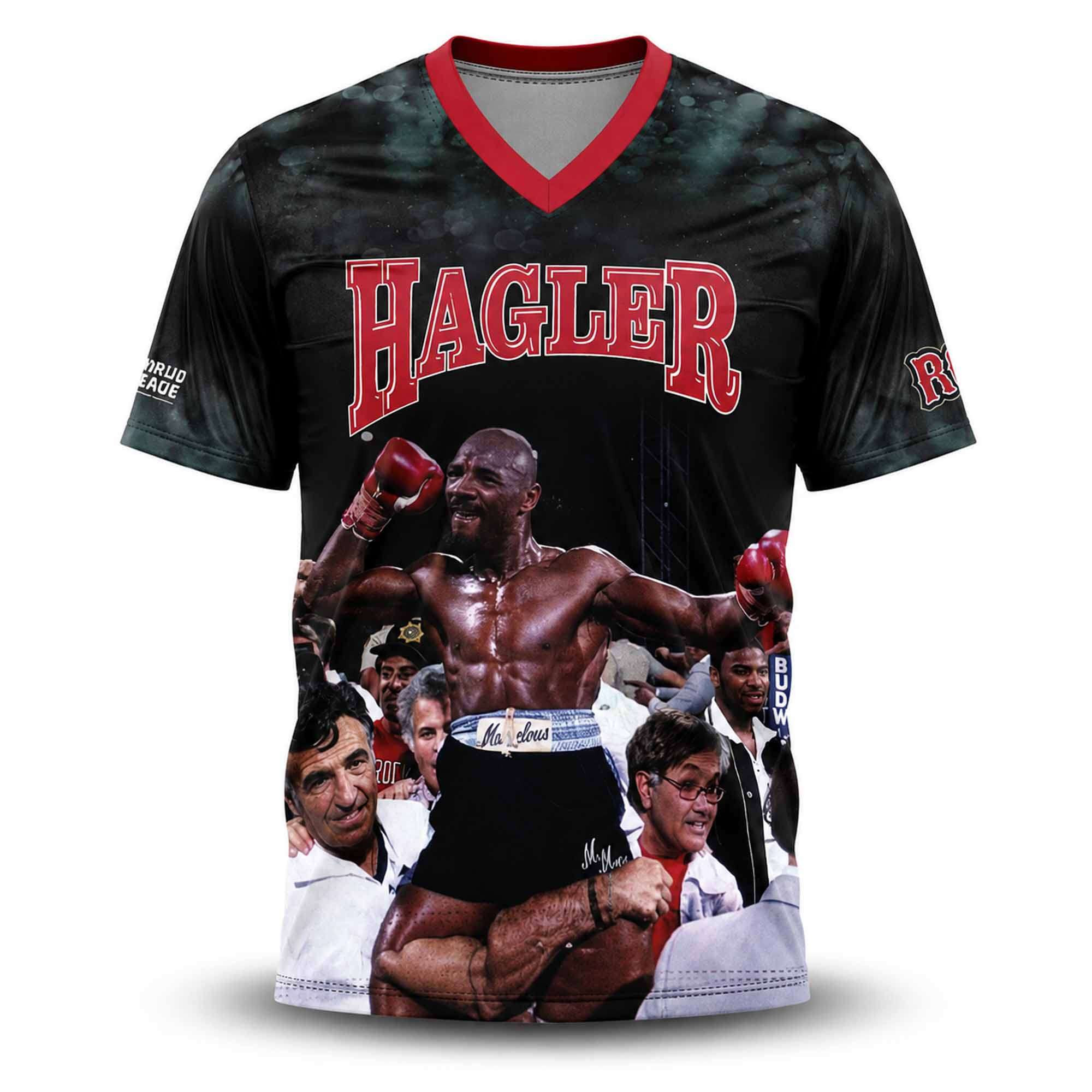 2026 Brockton Rox Hagler V-Neck T-Shirt Brockton Rox Merch Marvelous Marvin Hagler Shirt - Kdjoy