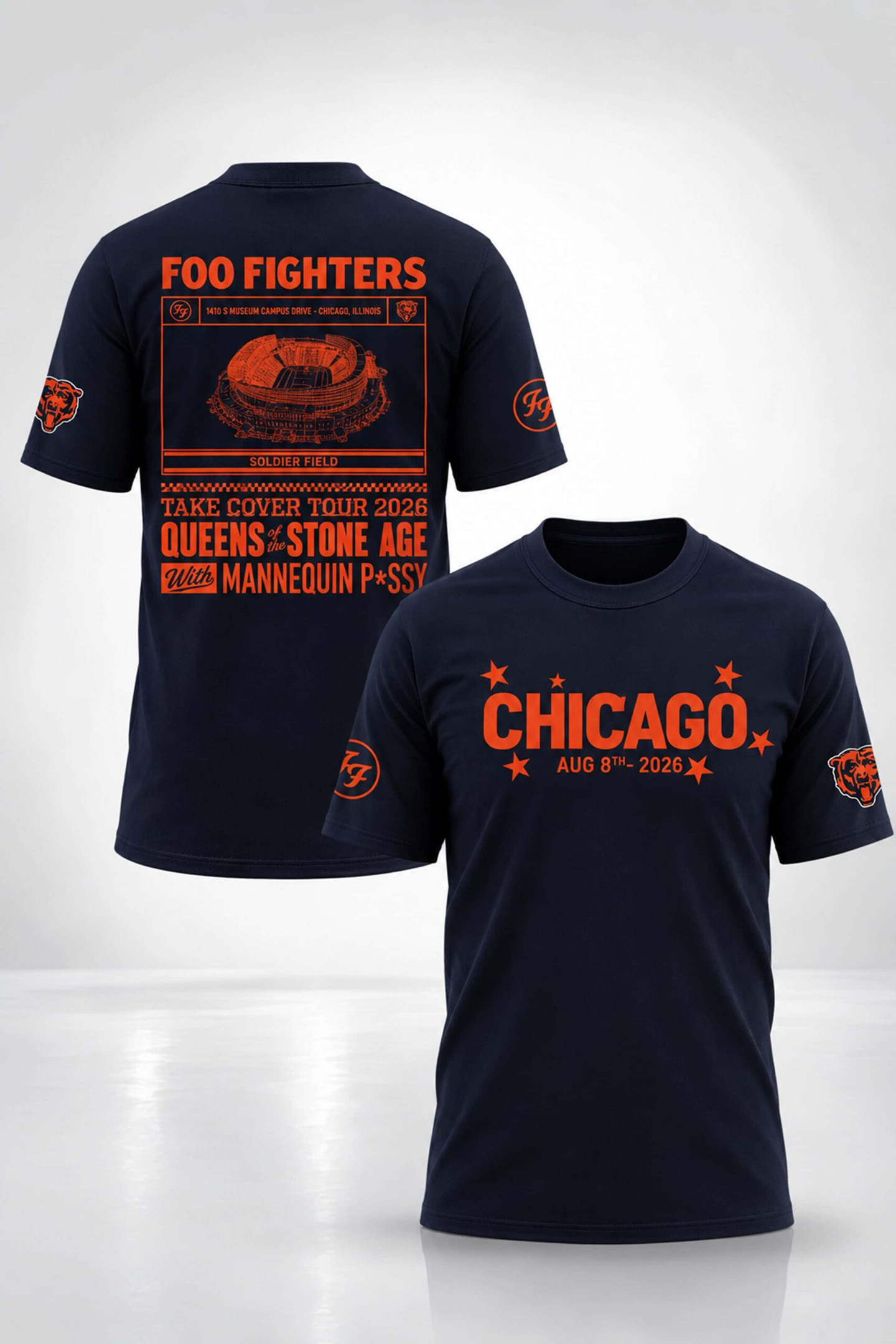 2026 Chicago Bears Foo Fighters Tour Shirt Chicago Bears Merch Presents For Football Fans - Kdjoy