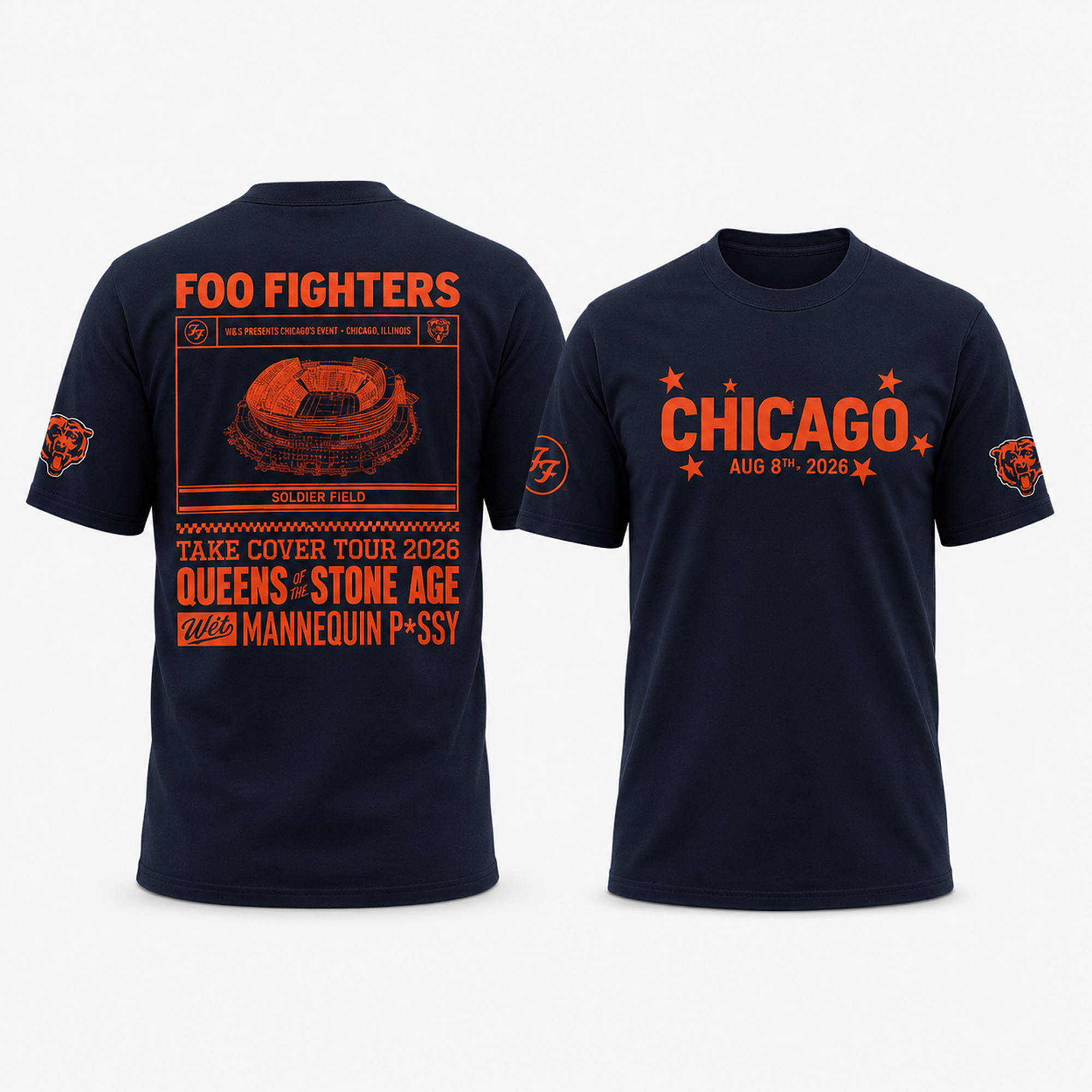 2026 Chicago Bears X Foo Fighters Tour Shirt Take Cover Tour T-Shirt Foo Fighters Merch - Kdjoy