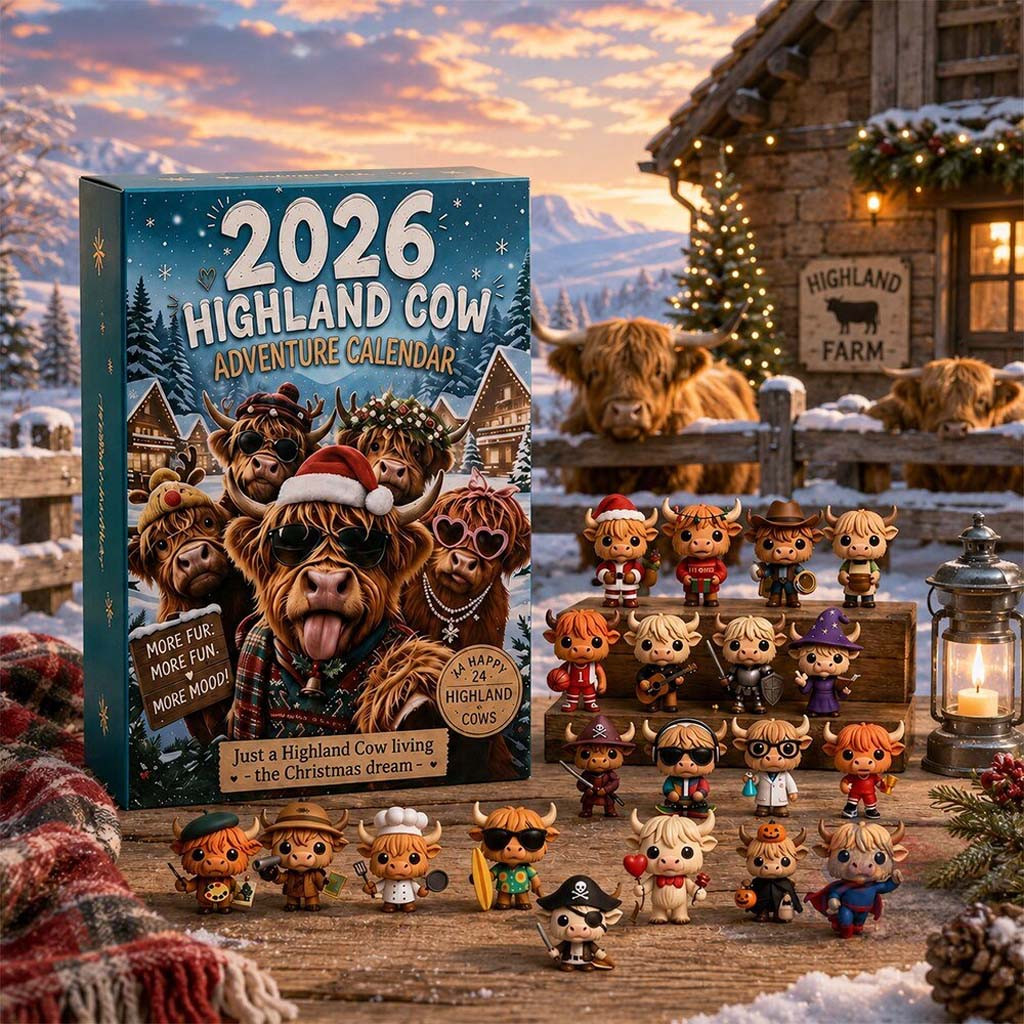 2026 Highland Cow Advent Calendar 24-Day Christmas Countdown Toy Funko Pop Set Xmas Decor - Kdjoy
