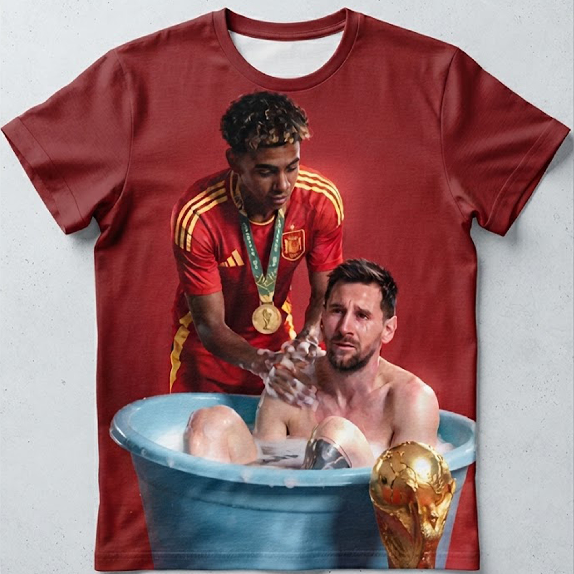 2026 Lamine Yamal Win World Cup And Messi Cry Shirt Spain Champions Merch Soccer Meme Funny Tee - Kdjoy 2026 Lamine Yamal Win World Cup And Messi Cry Shirt Spain Champions Merch Soccer Meme Funny Tee - Kdjoy