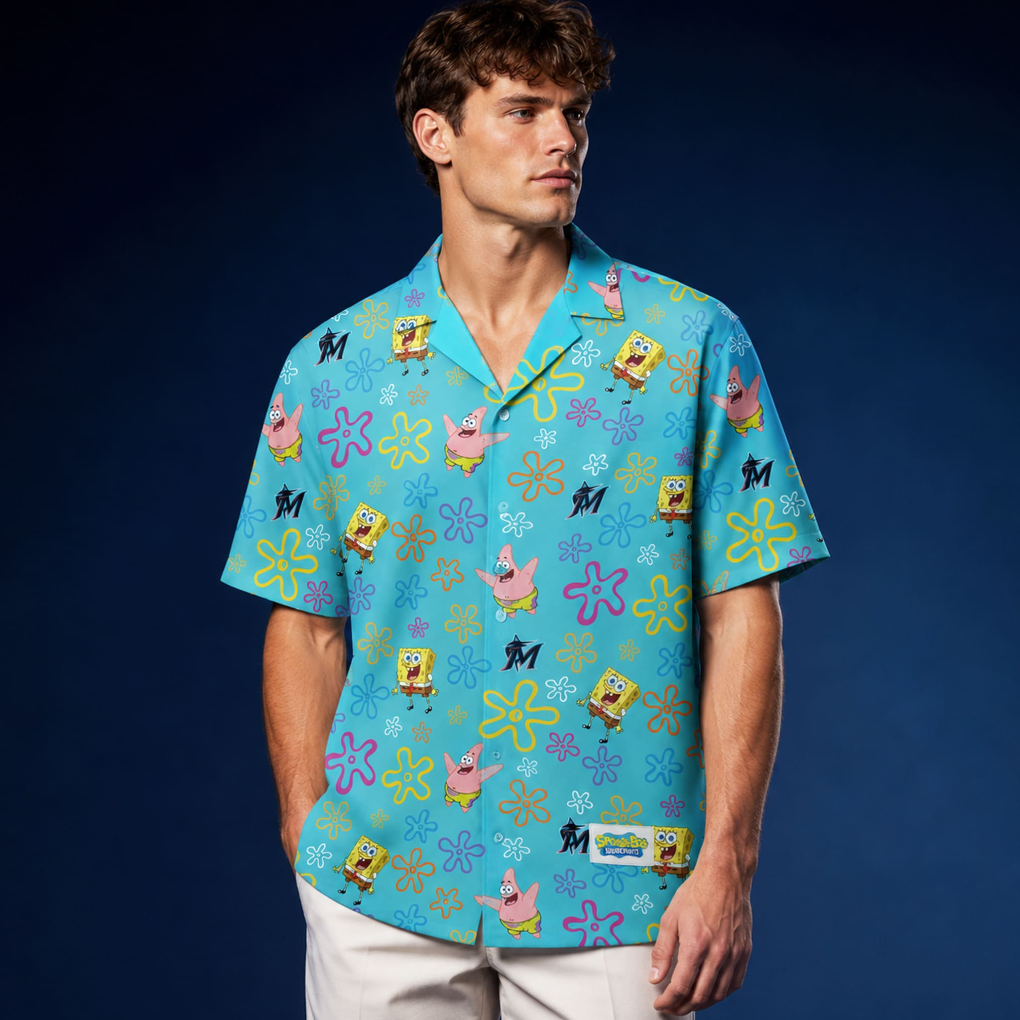 2026 Marlins Spongebob Hawaiian Shirt Miami Marlins Merch Best Gifts For Baseball Fans - Kdjoy