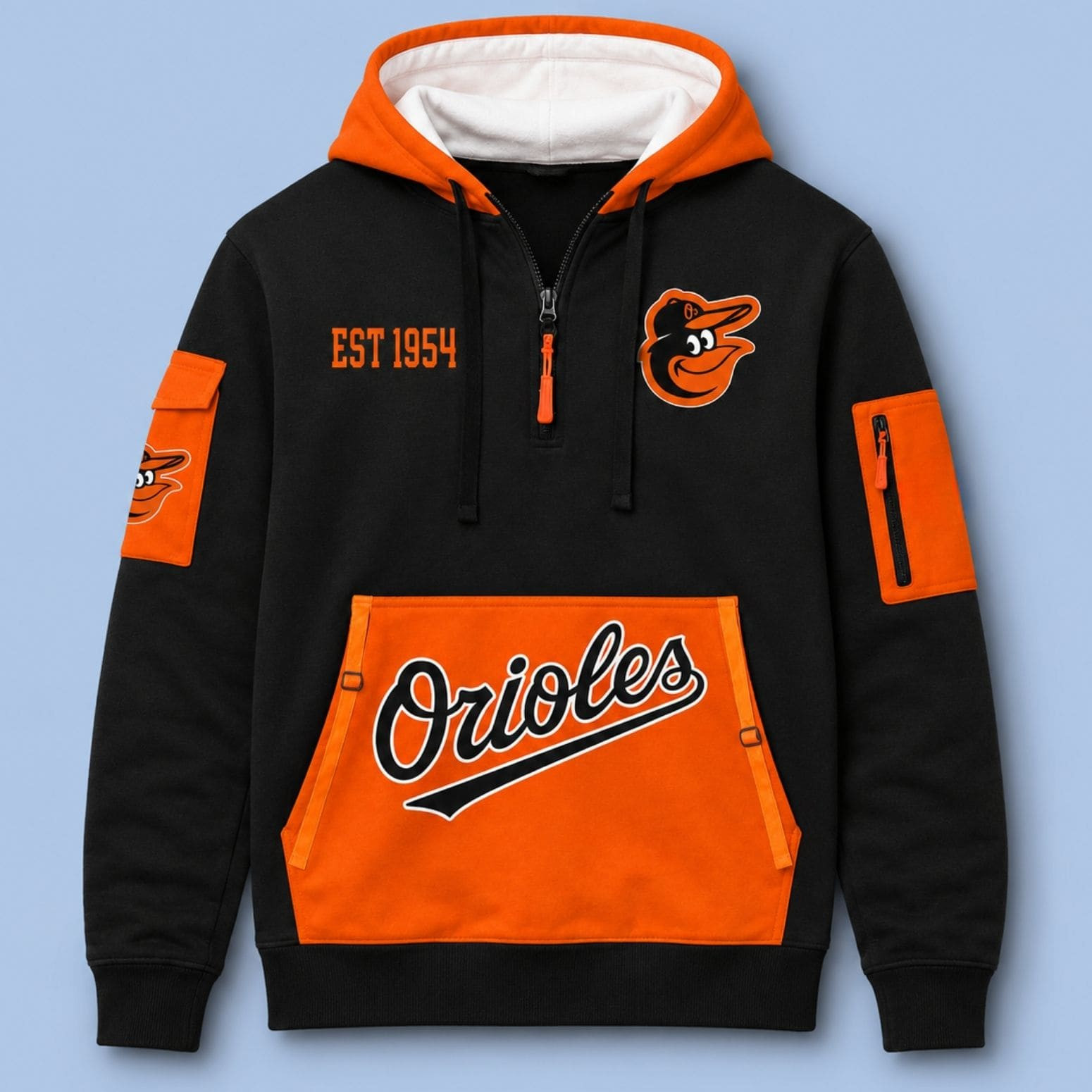 2026 Orioles EST 1954 Quarter Zip Hoodie Baltimore Orioles Merch Baseball Fan Present - Kdjoy