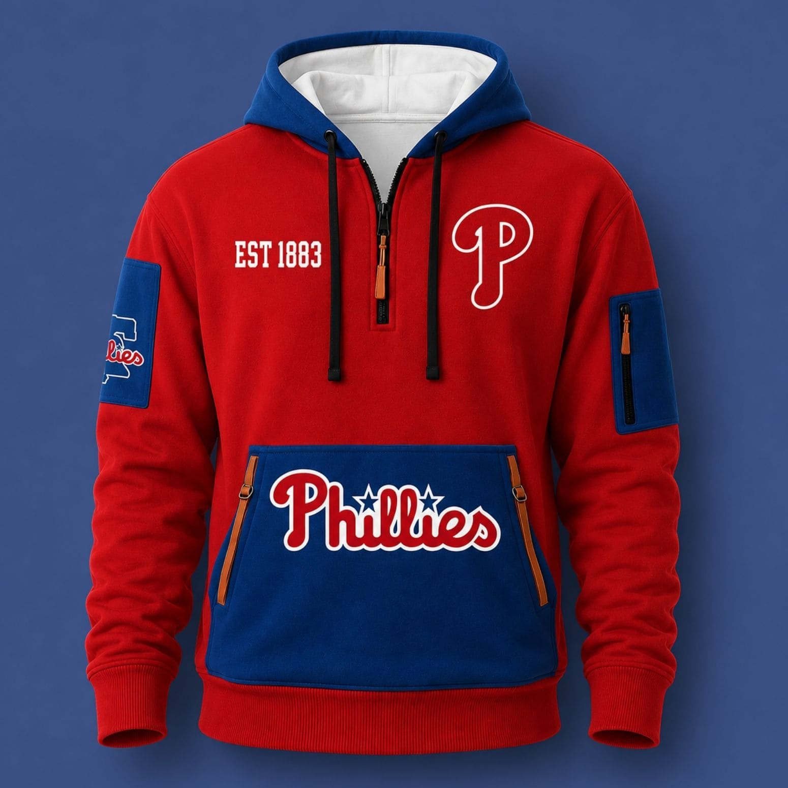 2026 Phillies EST 1883 Quarter Zip Hoodie Philadelphia Phillies Merch Gift For Baseball Fans - Kdjoy