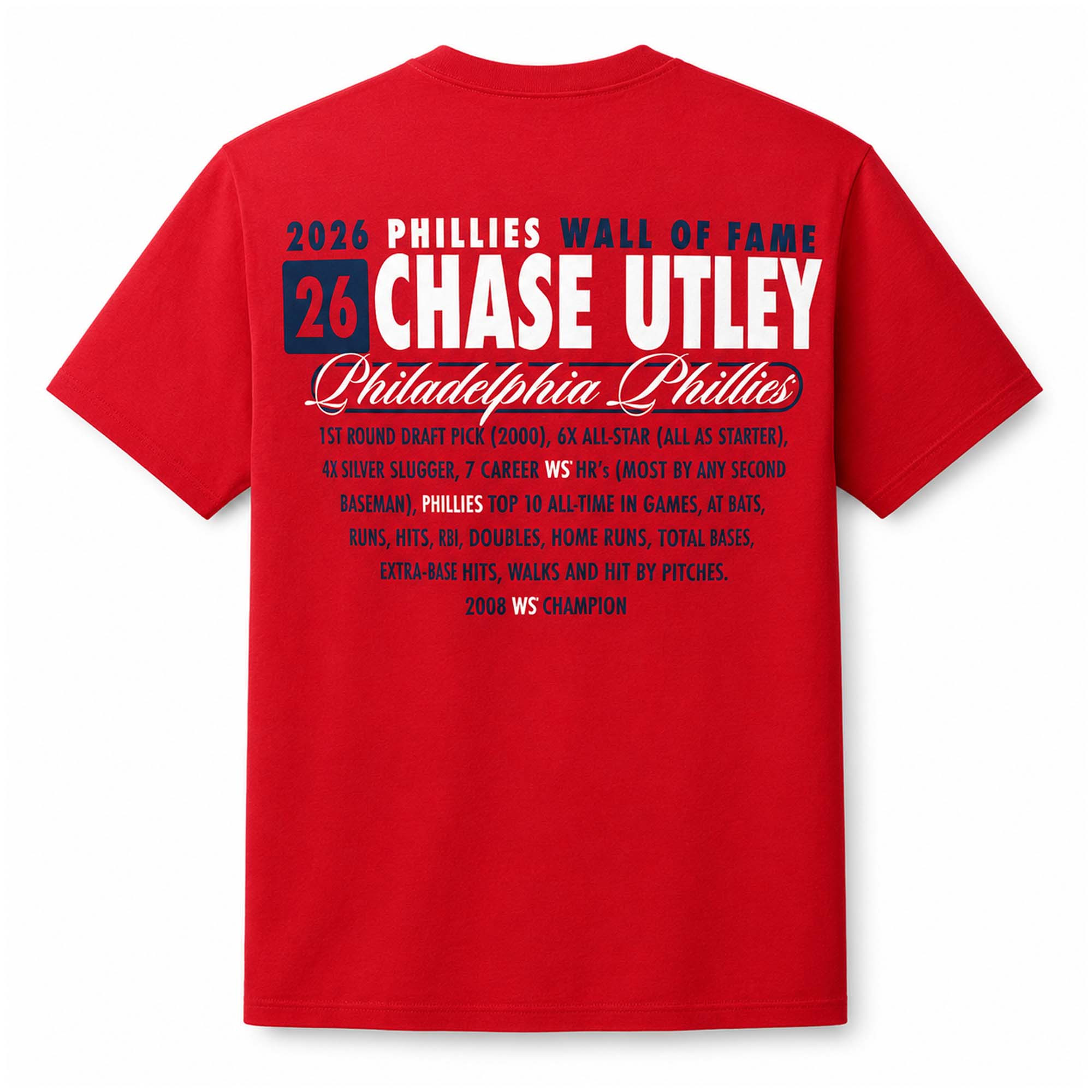 2026 Phillies Wall of Fame 26 Chase Utley Shirt Philadelphia Phillies Merch Baseball Fan Gifts - Kdjoy