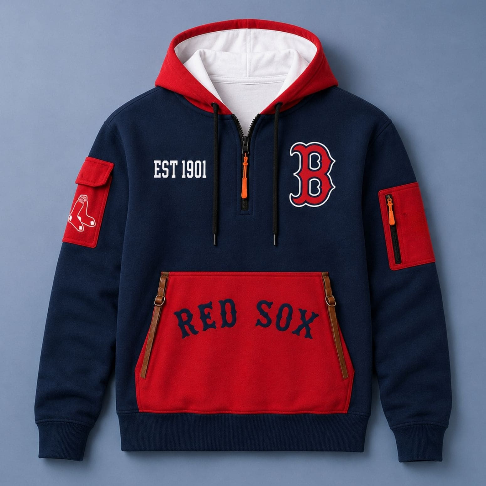 2026 Red Sox EST 1901 Quarter Zip Hoodie Boston Red Sox Merch Gift For Baseball Fans - Kdjoy