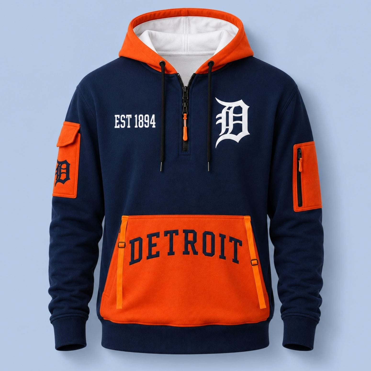 2026 Tigers EST 1894 Quarter Zip Hoodie Detroit Tigers Merch Unique Gift For Brothers - Kdjoy