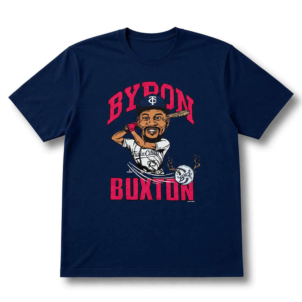 2026 Twins Byron Buxton Caricature Shirt Minnesota Twins Merch Gifts For Baseball Lovers - Kdjoy
