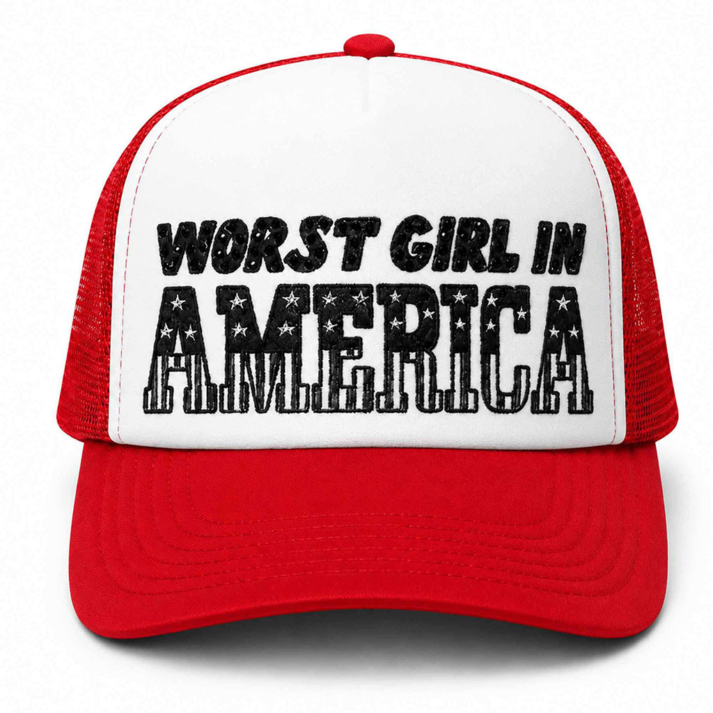 2026 Worst Girl In America Trucker Hat Embroidered Funny Gifts For Friends - Kdjoy