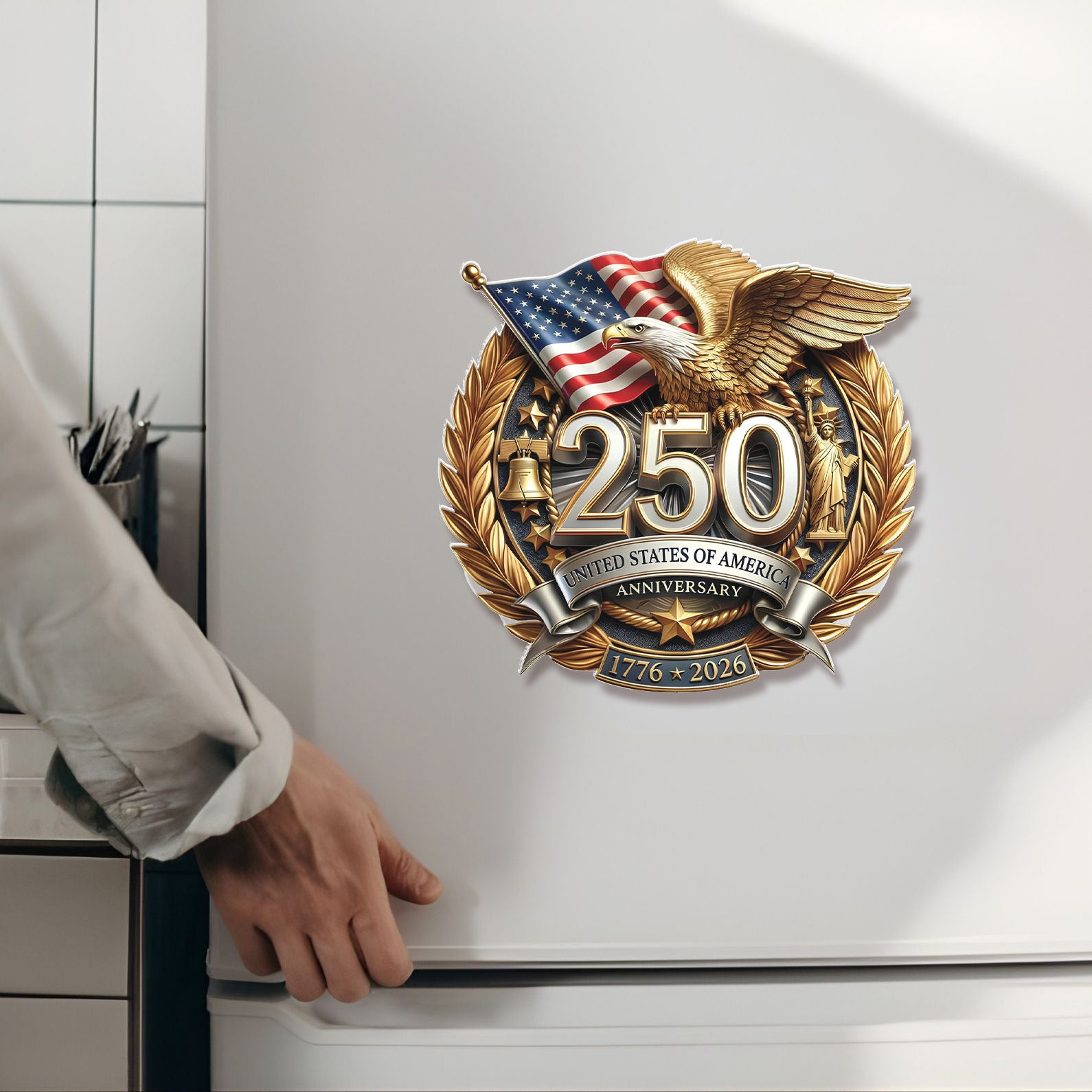 250 Years USA Anniversary Fridge Magnet Patriotic Eagle US Flag 1776-2026 Merch Gifts For Fan - Kdjoy 250 Years USA Anniversary Fridge Magnet Patriotic Eagle US Flag 1776-2026 Merch Gifts For Fan - Kdjoy