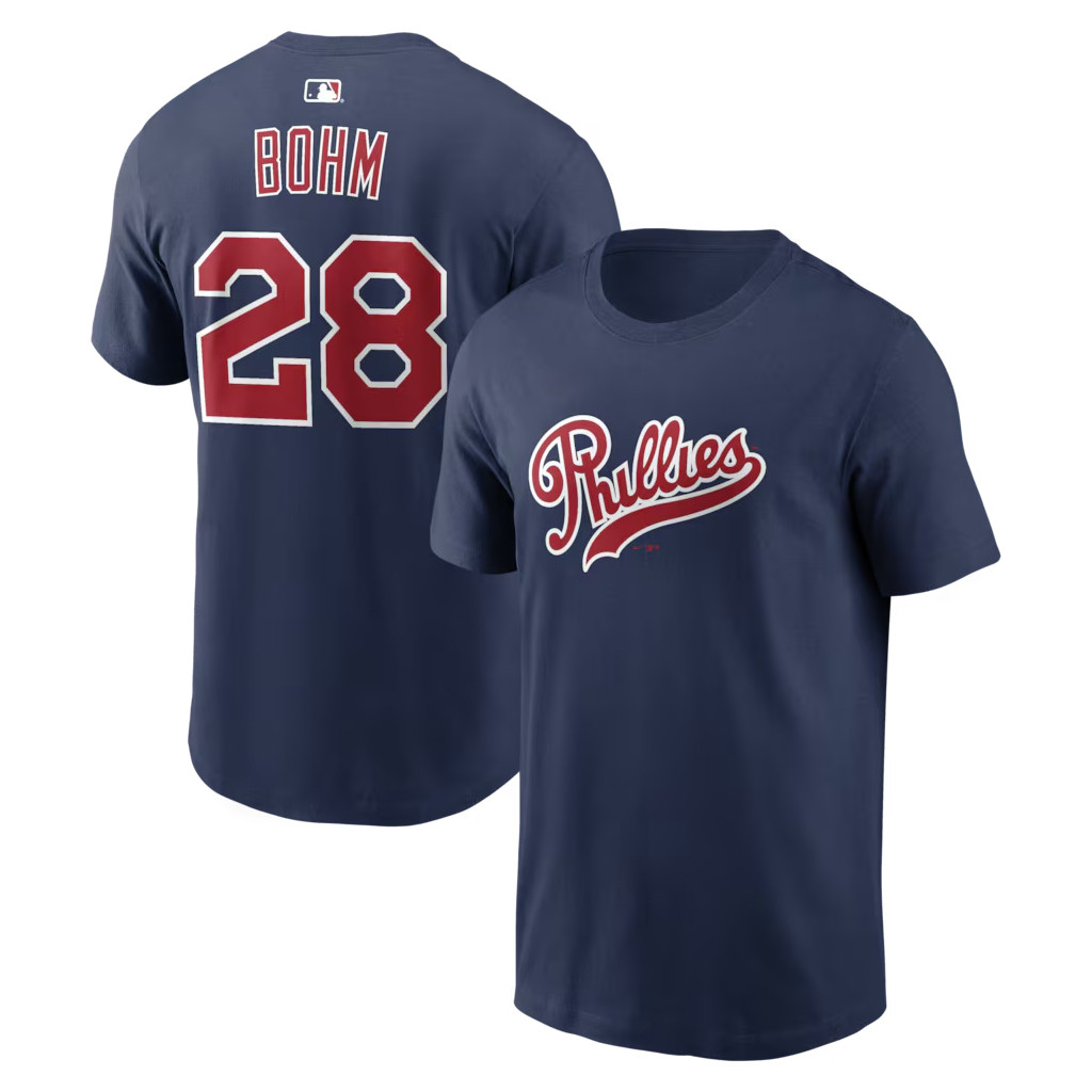 #28 Alec Bohm T-Shirt Navy Phillies Field Of Dreams Merch 2026 Present For Baseball Fans - Kdjoy #28 Alec Bohm T-Shirt Navy Phillies Field Of Dreams Merch 2026 Present For Baseball Fans - Kdjoy