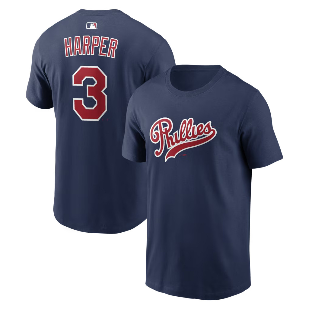 #3 Bryce Harper T-Shirt Navy Phillies Field Of Dreams Merch 2026 Cool Gifts For Baseball Lovers - Kdjoy