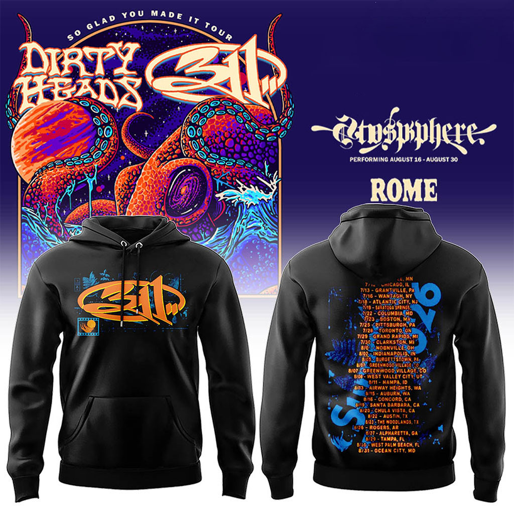 311 And Dirty Heads Rome Tour 2026 Hoodie Black 311 Band Merch Cool Gifts For Rock Lovers - Kdjoy