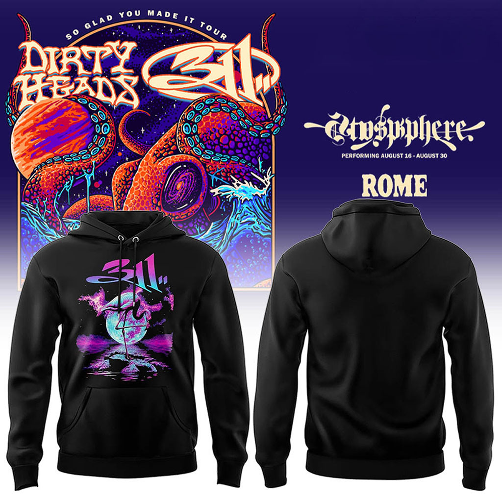 311 And Dirty Heads Rome Tour 2026 Hoodie Black 311 Band Merch Gift For Rock Music Fans - Kdjoy
