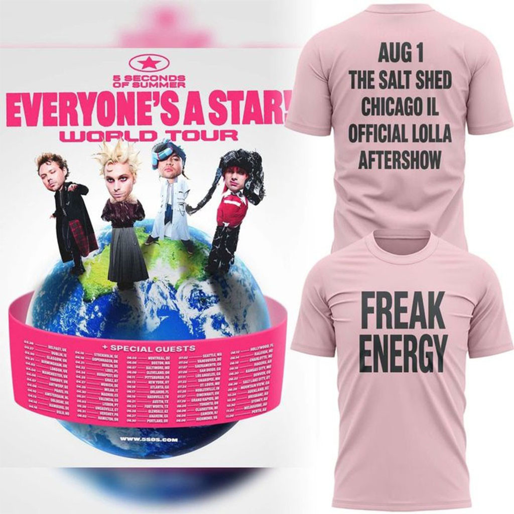 5 Seconds Of Summer World Tour 2026 Freak Energy Shirt 5SOS Merch Present For Band Fans - Kdjoy