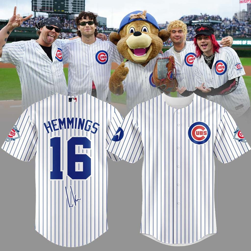 5 Seconds Of Summer X Chicago Cubs Signature Baseball Jersey #16 Hemmings Jersey Fan Apparel