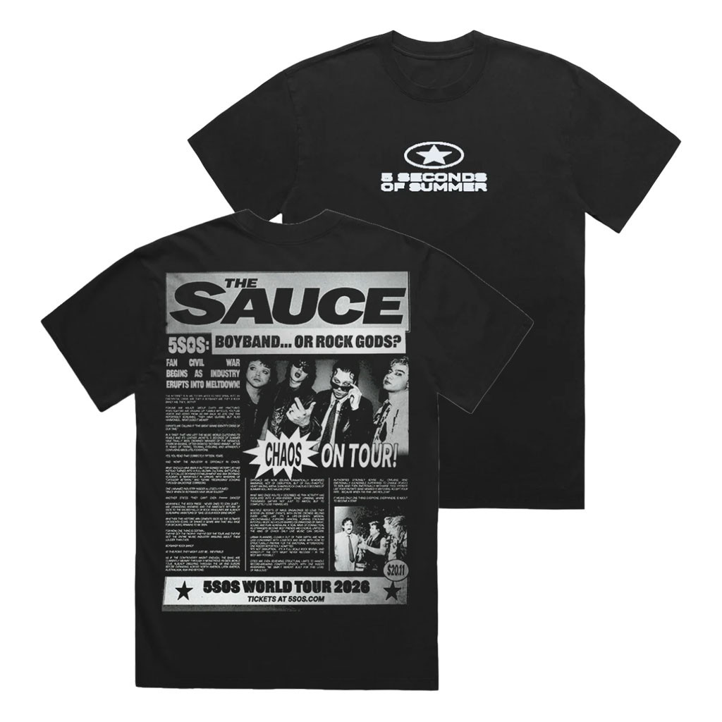 5SOS Tour Merch 2026 The Sauce Tabloid T-Shirt Best Gifts For Music Lovers - Kdjoy 5SOS Tour Merch 2026 The Sauce Tabloid T-Shirt Best Gifts For Music Lovers - Kdjoy