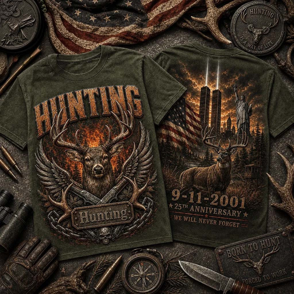 9 11 25th Anniversary Hunting Deer Memorial T-Shirt We Will Never Forget Shirt Hunter Gifts - Kdjoy
