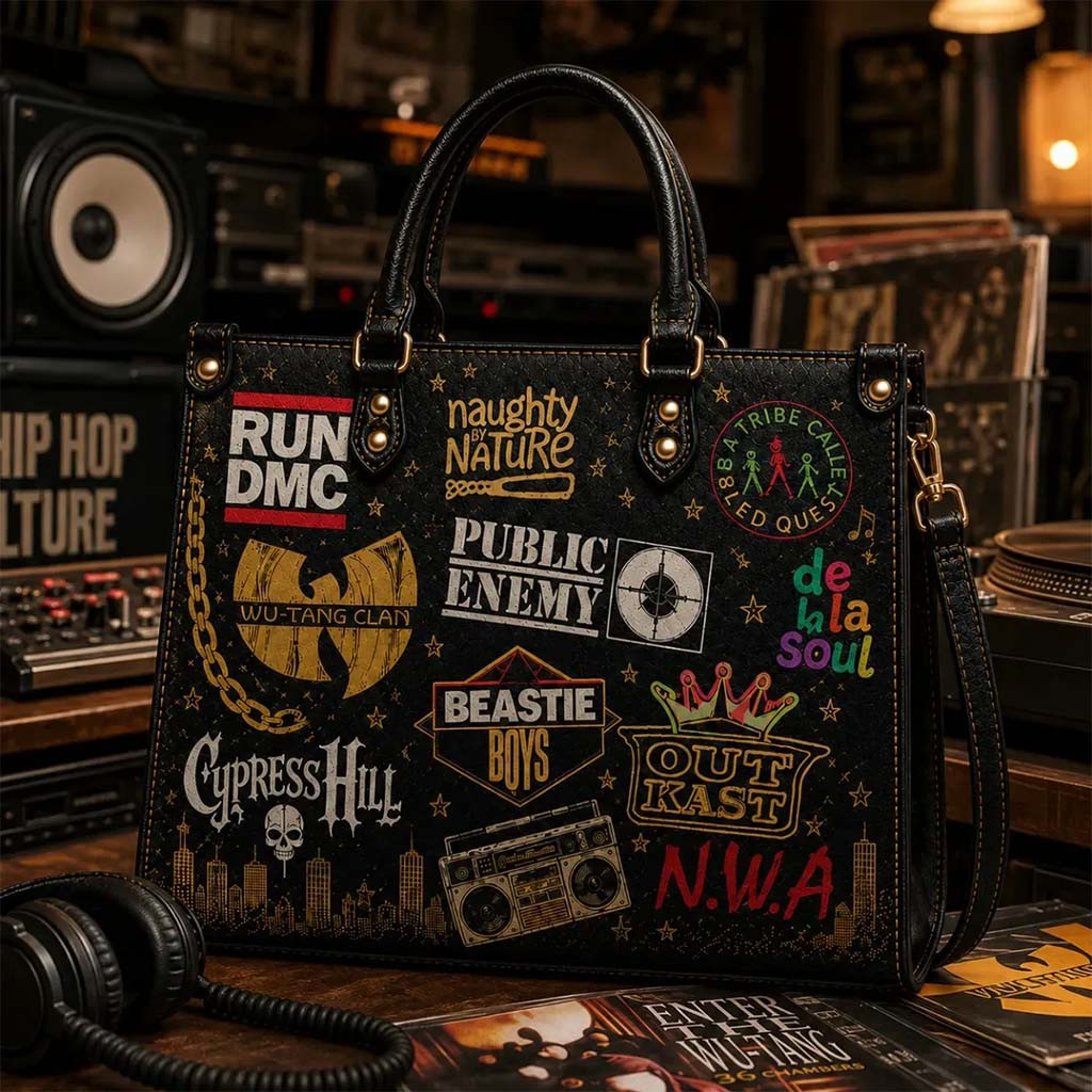 90S Hip Hop Legends Logo Graphic Women Leather Handbag Vintage Rap Music Band Bag Fan Gifts - Kdjoy
