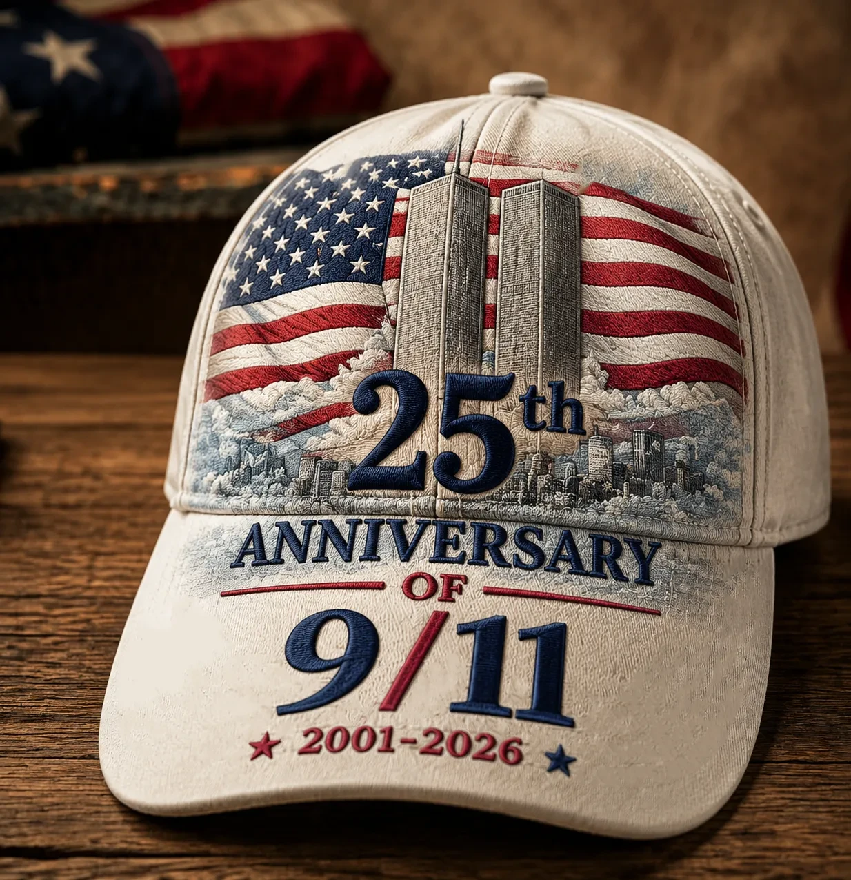 911 Never Forget 25th Anniversary Hat Embroidered Twin Towers Memorial Cap Patriot Day Merch - Kdjoy