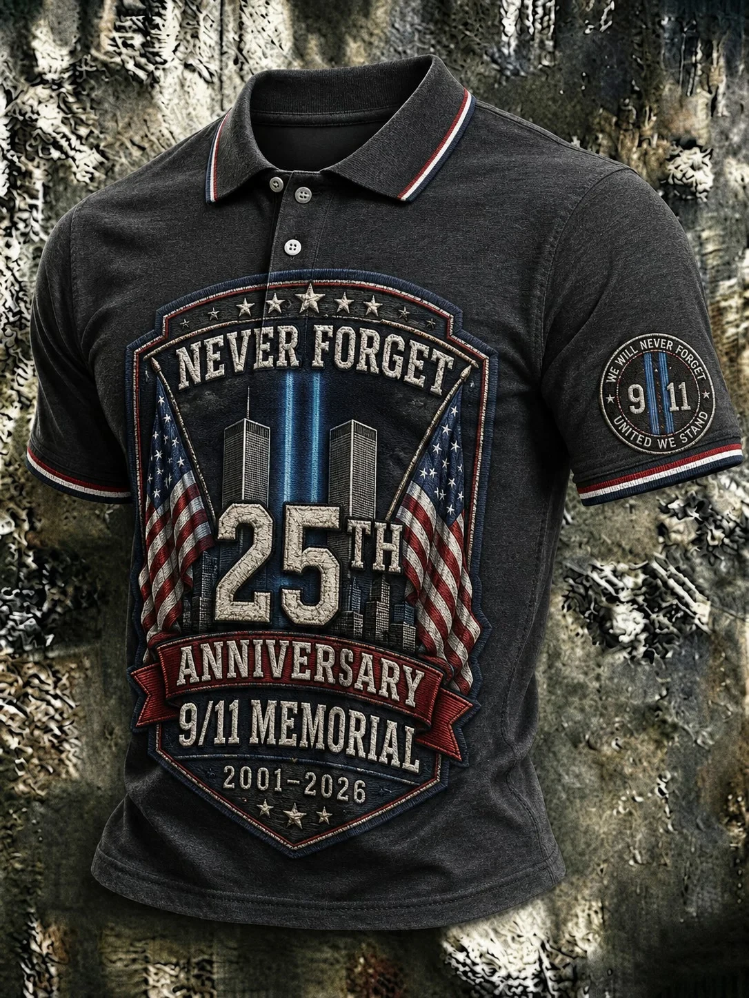 911 Never Forget 25th Anniversary Polo Shirt Twin Towers 911 Memorial Merch Patriot Day Gift Men - Kdjoy