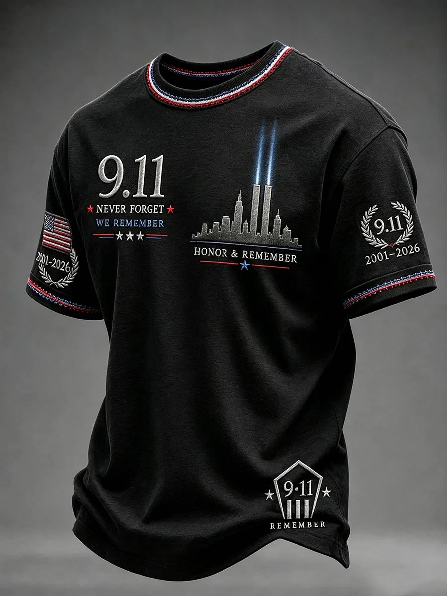 911 Never Forget 25th Anniversary Shirt Patriot Day Merch Honor And Remember Twin Towers T-Shirt - Kdjoy