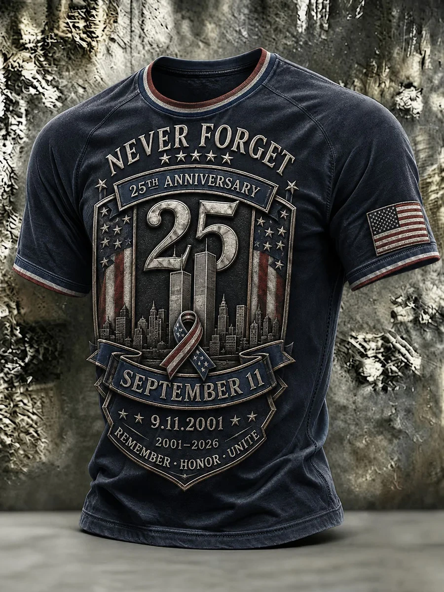 911 Never Forget 25th Anniversary Shirt Remember Honor Unite T-Shirt Patriot Day Merch Dad Gifts - Kdjoy