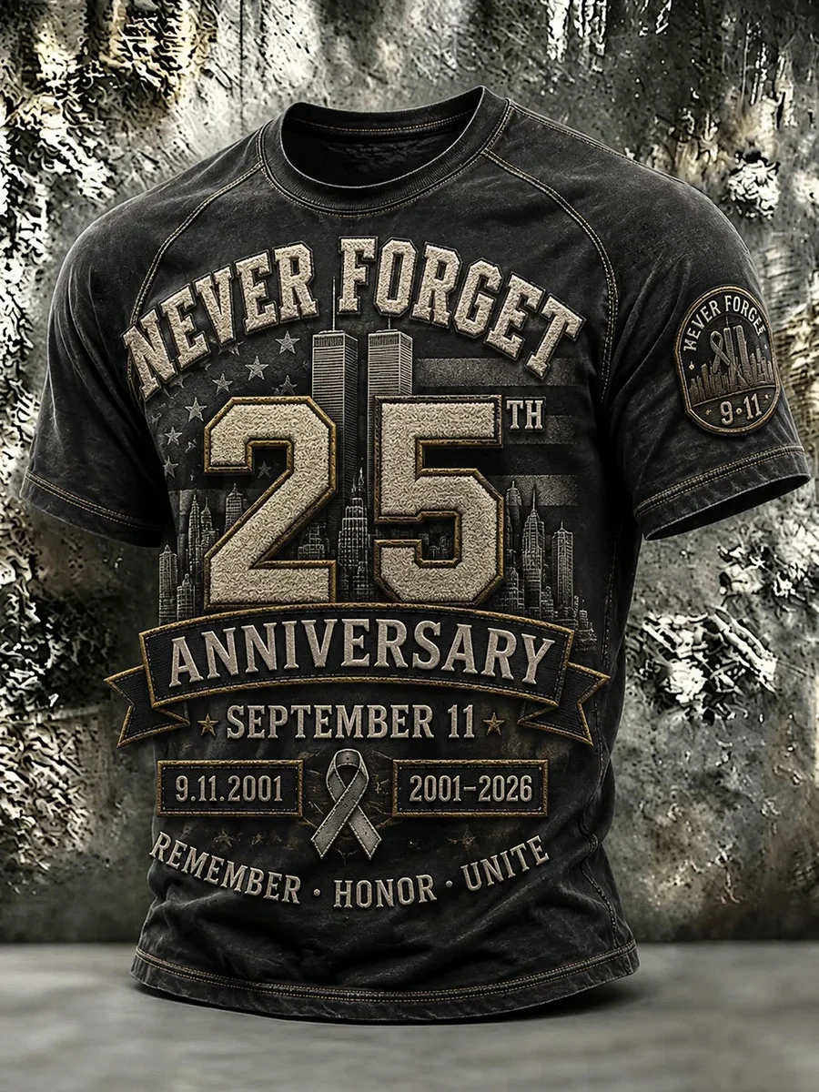 911 Never Forget 25th Anniversary Shirt Remember Honor Unite T-Shirt Twin Towers Merch Men - Kdjoy