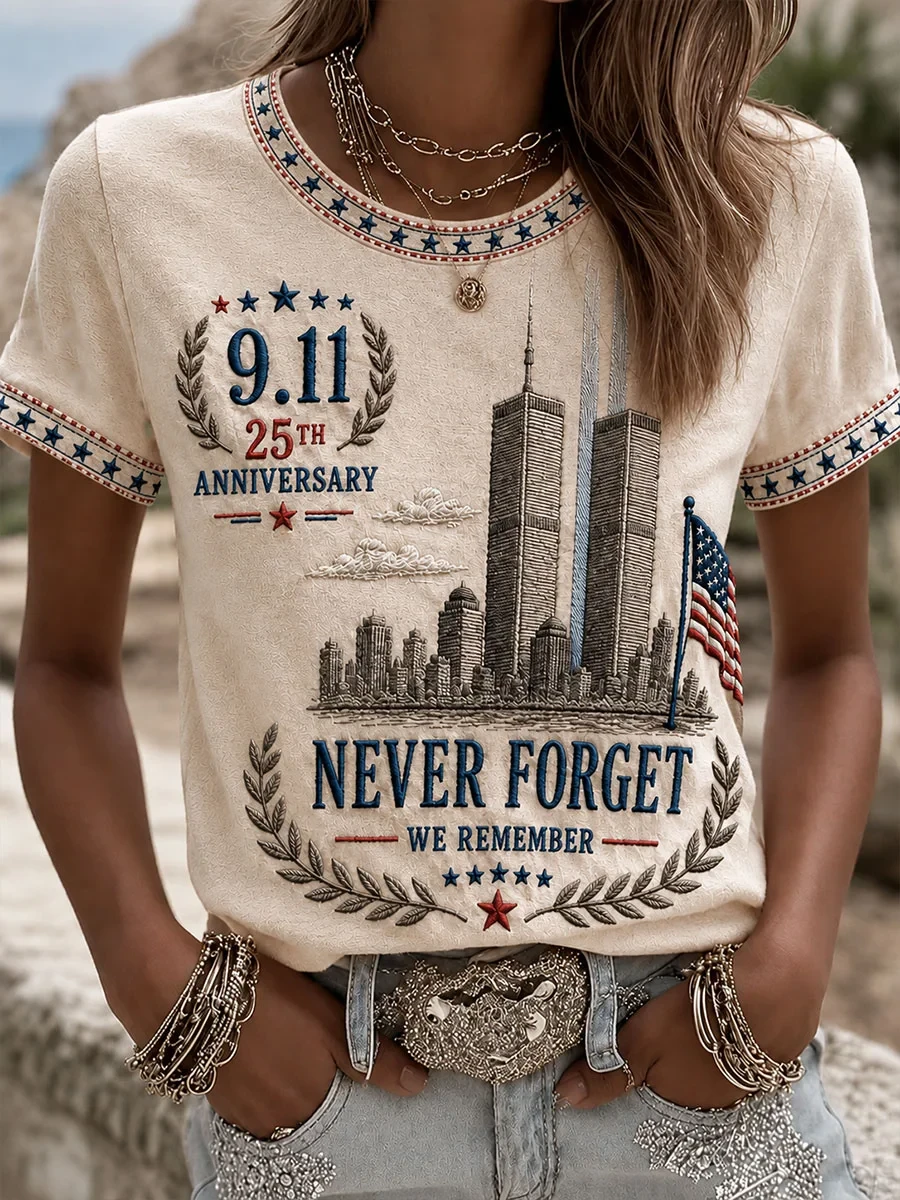 911 Never Forget 25th Anniversary Shirt Twin Towers Patriot Day Merch We Remember T-Shirt - Kdjoy