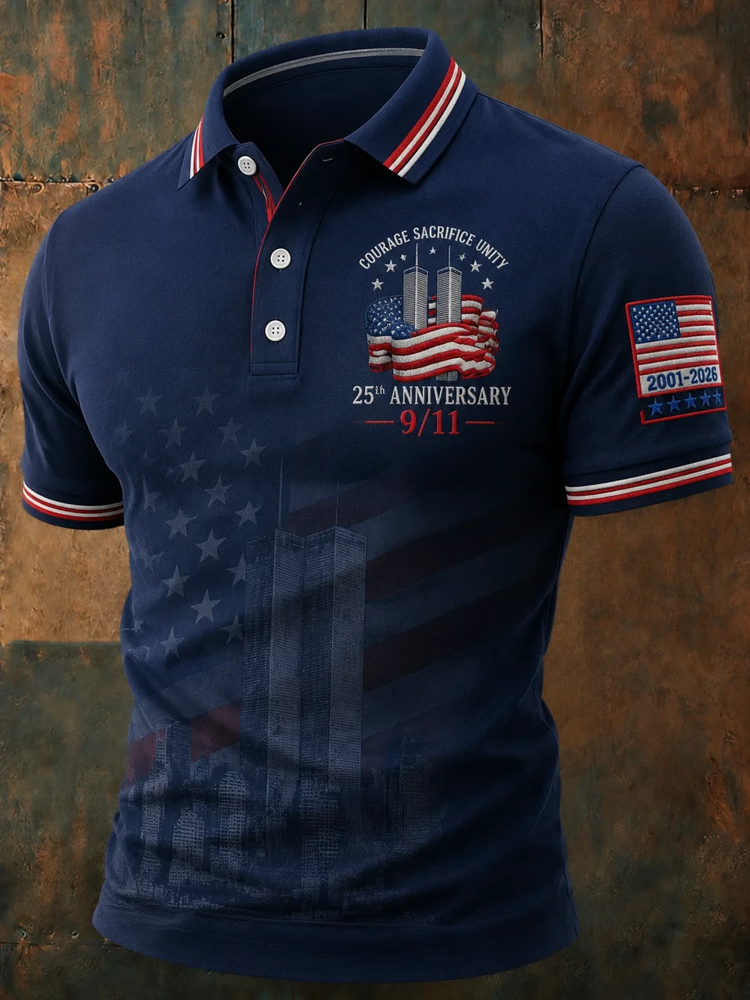 911 Never Forget Courage Sacrifice Unity Polo Shirt Patriot Day 911 Memorial Merch Dad Gift - Kdjoy