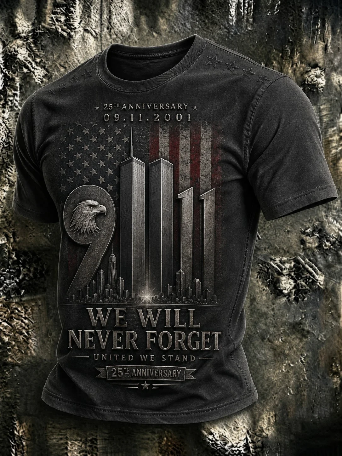 911 Never Forget Patriot Day T-Shirt Twin Towers Memorial Merch 25th Anniversary Gifts - Kdjoy