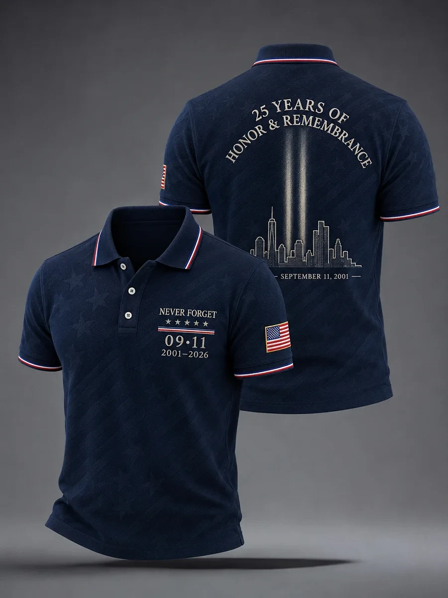 911 Never Forget Polo Shirt Patriot Day Merch 25 Years Of Honor And Remembrance Shirt Men - Kdjoy
