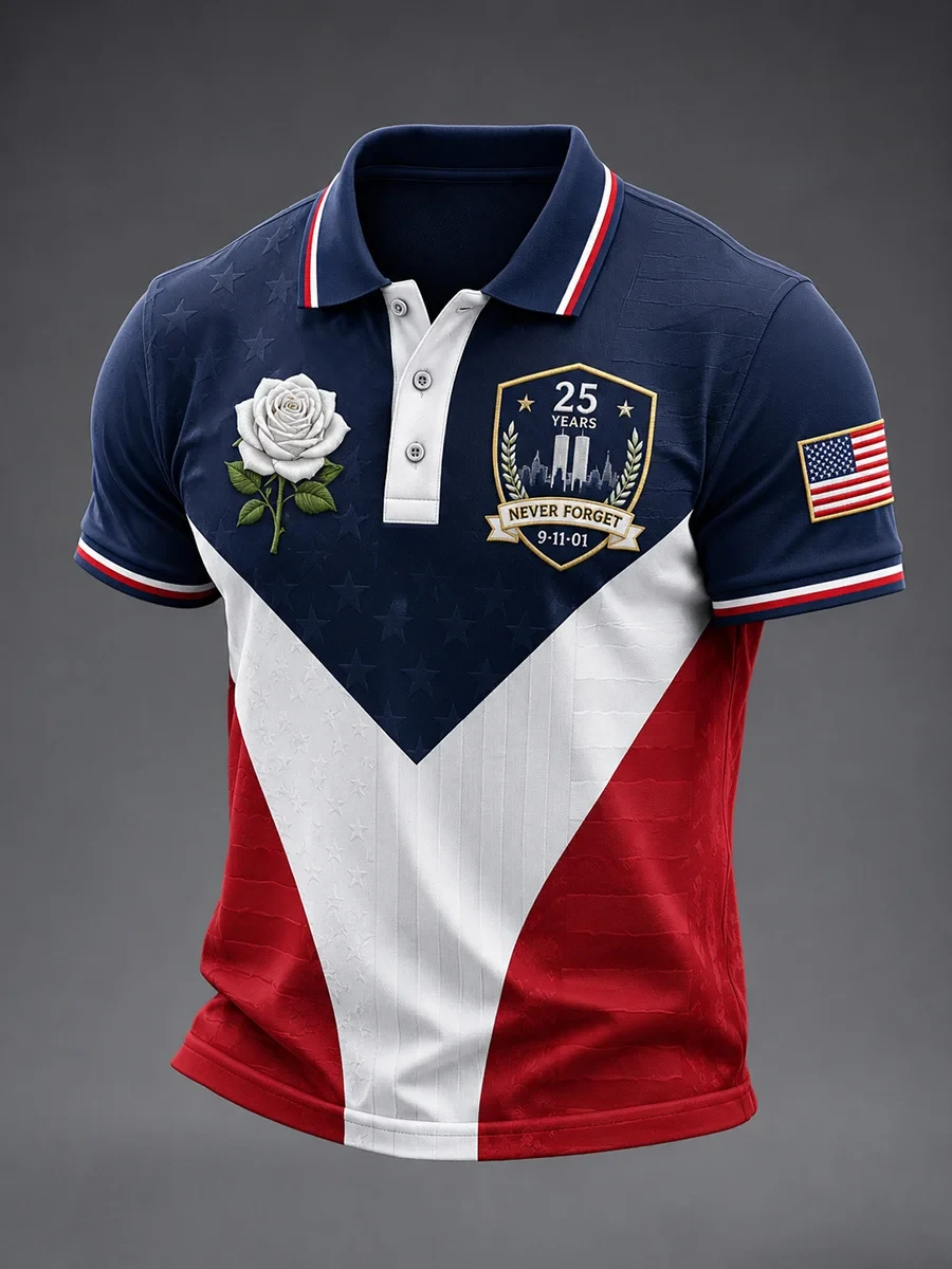 911 Never Forget Polo Shirt Twin Towers Memorial Merch Patriot Day Apparel Gifts For Dad - Kdjoy